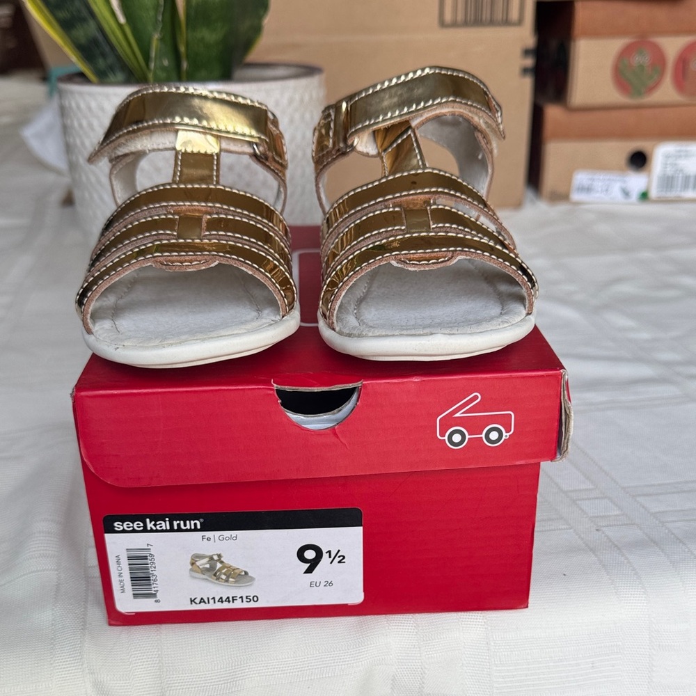See Kai Run Metallic Gold Kids Sandals